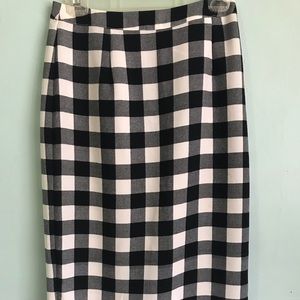 NWOT Gingham Print Midi Length Pencil Skirt